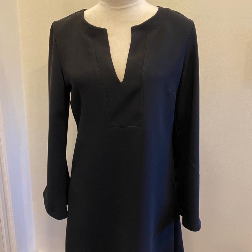 ZARA BASICS BLACK DRESS WITH FLARED SLEEVES